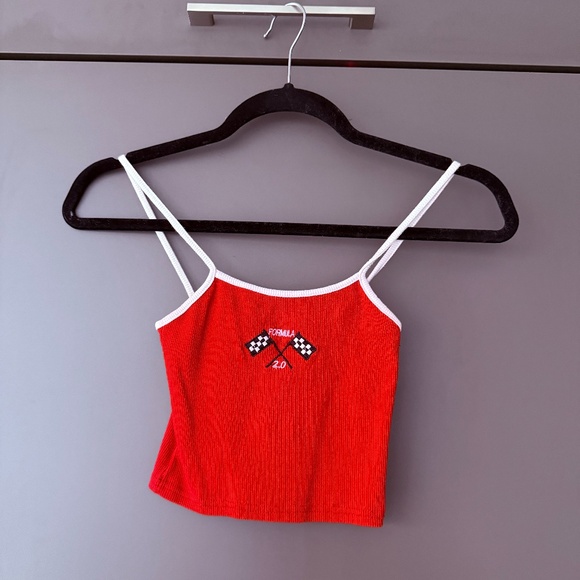 BAMBA Swim Formula 2.0 Ribbed Cropped Tank | Red & White Racing Top Size XS - Picture 3 of 5
